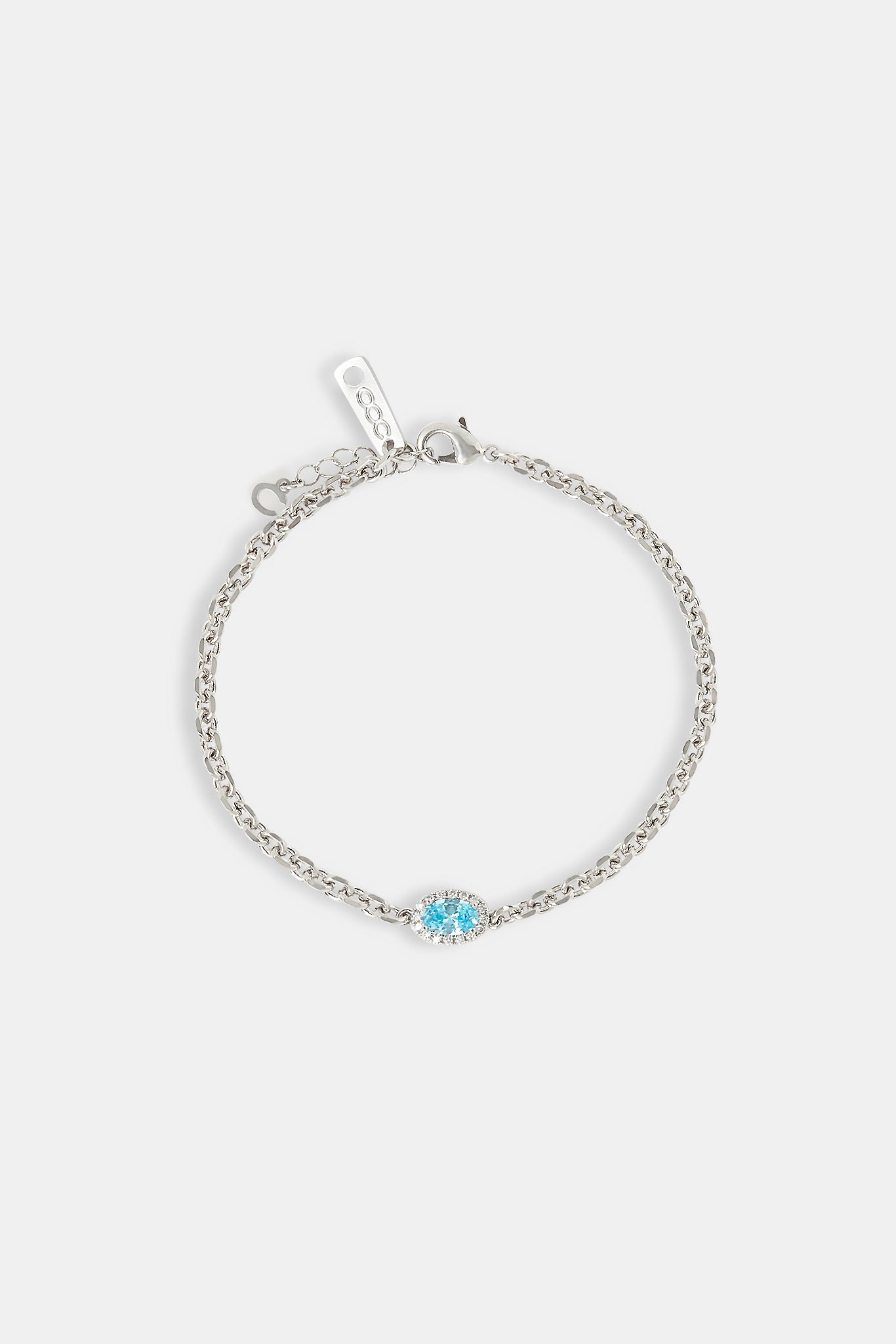 Iced Blue Oval Gemstone Rolo Bracelet - 10mm